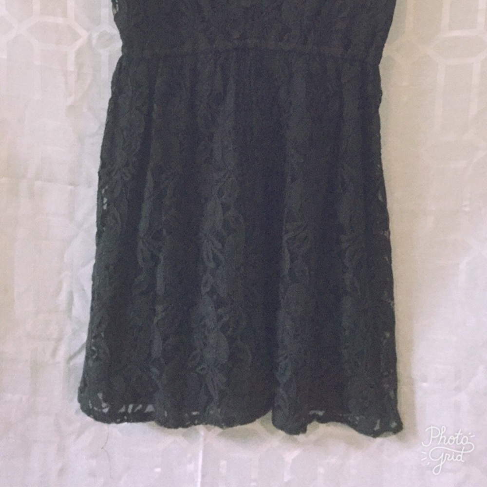 Black lace floral skater dress